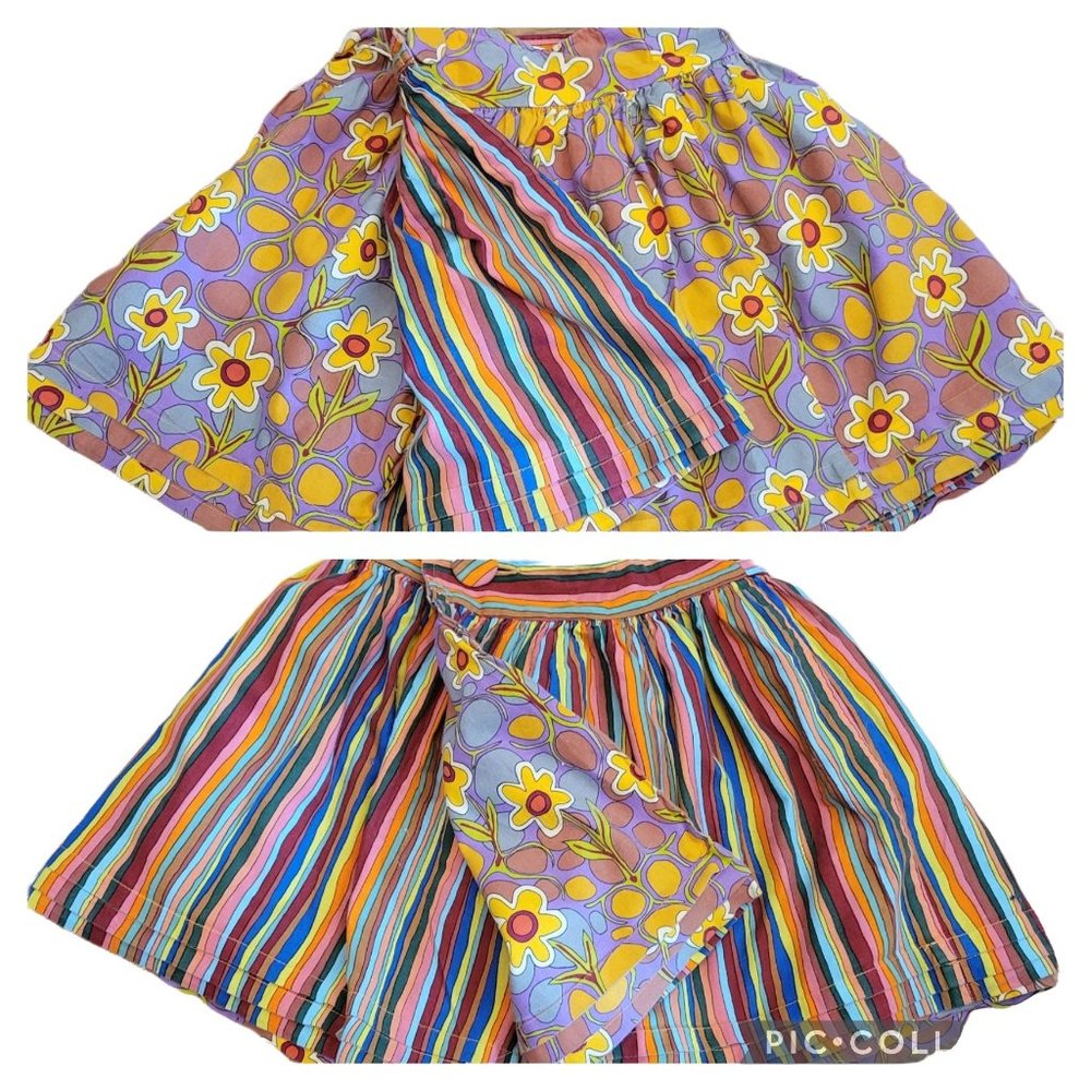 Lium wrap skirt Reversible Size 6 Stripes and flowers